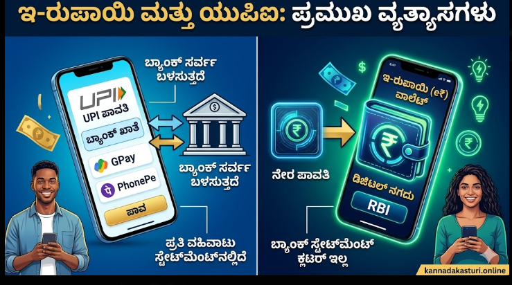 ಇ-ರುಪಾಯಿ (e₹ – Digital Rupee) ಎಂದರೇನು? ಇದು ಯುಪಿಐ (UPI) ಗಿಂತ ಹೇಗೆ ಭಿನ್ನವಾಗಿದೆ? ಸಂಪೂರ್ಣ ಮಾಹಿತಿ