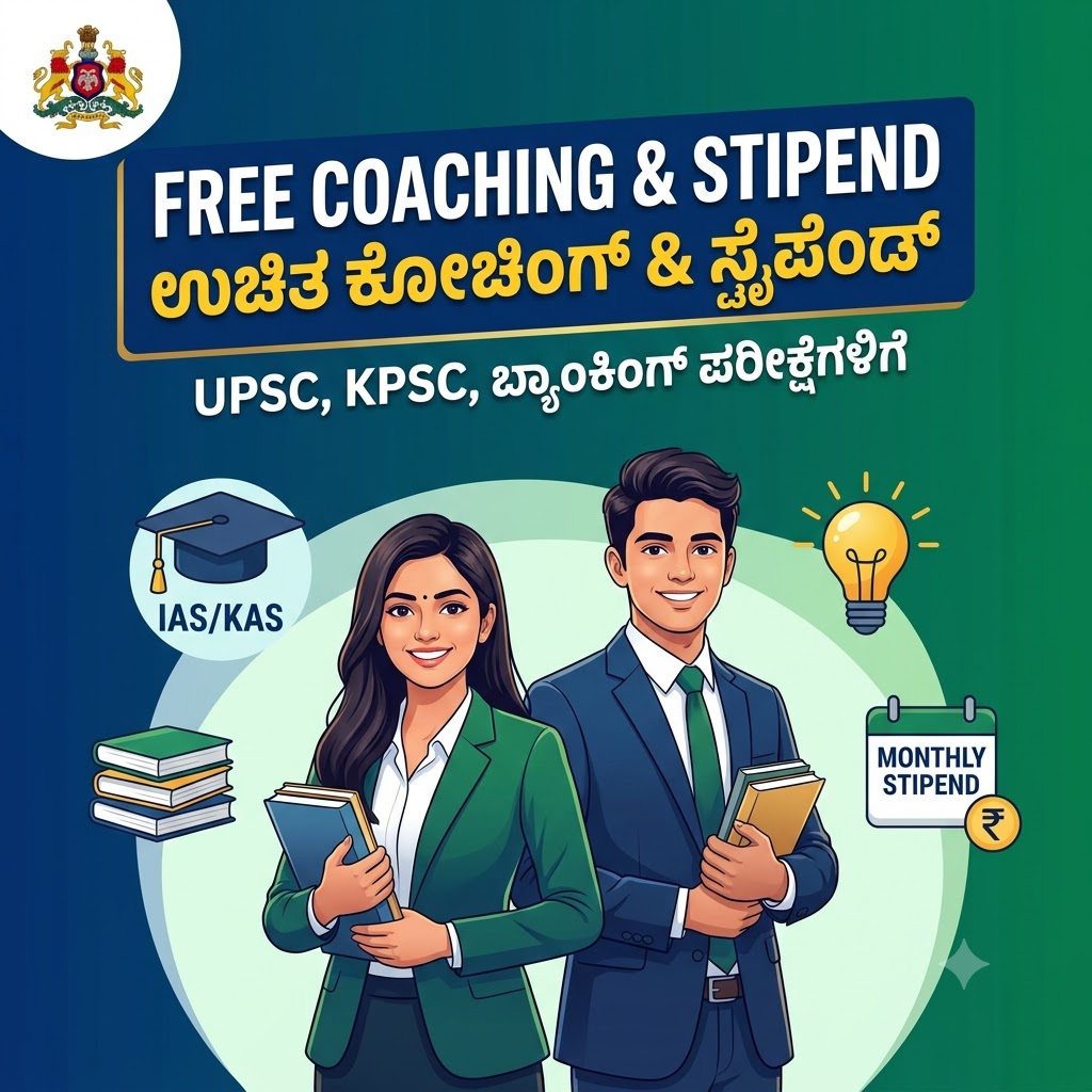 ಕರ್ನಾಟಕ ಸರ್ಕಾರದ ಉಚಿತ ಐಎಎಸ್ (IAS), ಕೆಎಎಸ್ (KAS) ತರಬೇತಿ ಮತ್ತು ಮಾಸಿಕ ಸ್ಟೈಪೆಂಡ್: ಬಡ ವಿದ್ಯಾರ್ಥಿಗಳಿಗೆ ಸಂಪೂರ್ಣ ಮಾರ್ಗದರ್ಶಿ(FREE COACHING)
